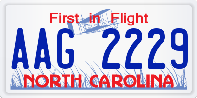 NC license plate AAG2229