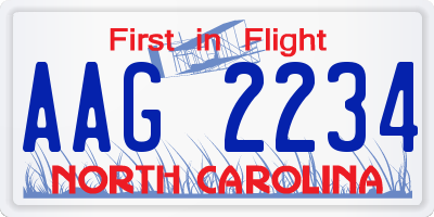 NC license plate AAG2234