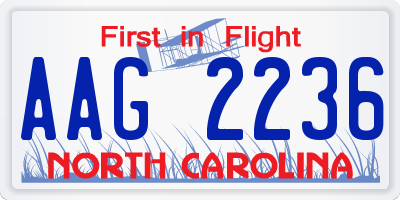 NC license plate AAG2236