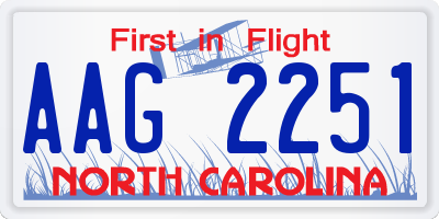 NC license plate AAG2251