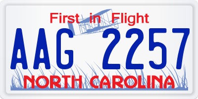 NC license plate AAG2257