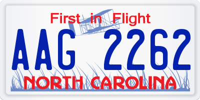 NC license plate AAG2262
