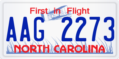 NC license plate AAG2273
