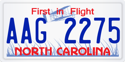 NC license plate AAG2275