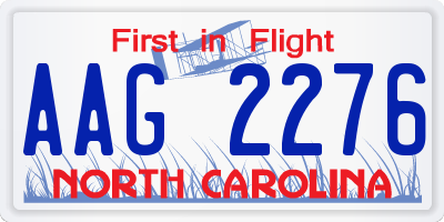 NC license plate AAG2276