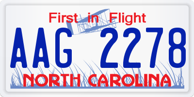 NC license plate AAG2278