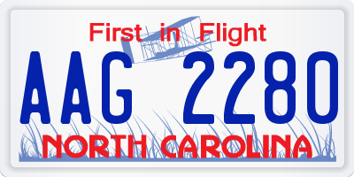NC license plate AAG2280