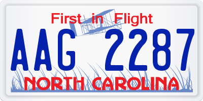 NC license plate AAG2287