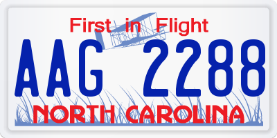 NC license plate AAG2288