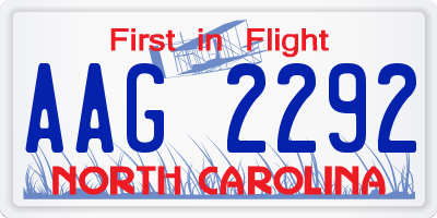 NC license plate AAG2292