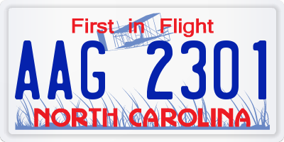 NC license plate AAG2301