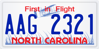 NC license plate AAG2321
