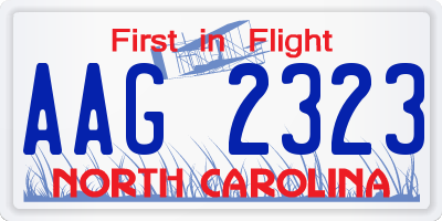 NC license plate AAG2323