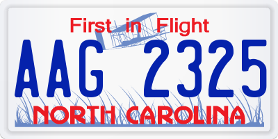 NC license plate AAG2325
