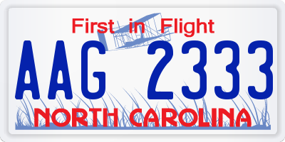 NC license plate AAG2333
