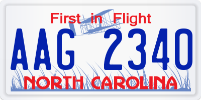 NC license plate AAG2340
