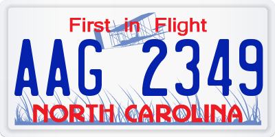 NC license plate AAG2349