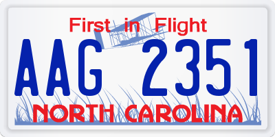 NC license plate AAG2351
