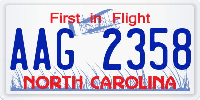 NC license plate AAG2358