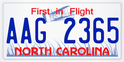 NC license plate AAG2365