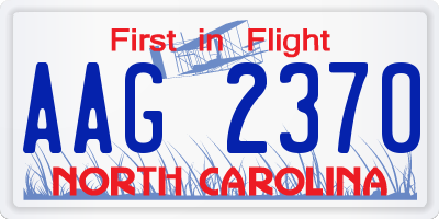 NC license plate AAG2370