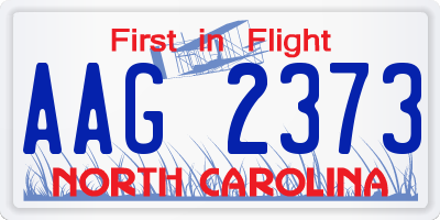NC license plate AAG2373