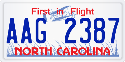NC license plate AAG2387