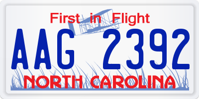 NC license plate AAG2392