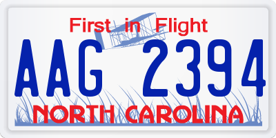 NC license plate AAG2394