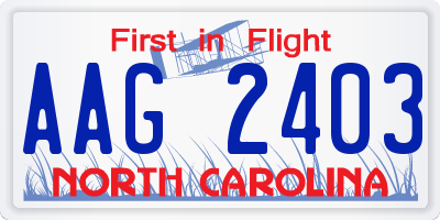 NC license plate AAG2403