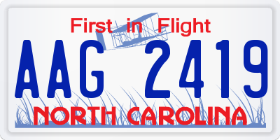 NC license plate AAG2419