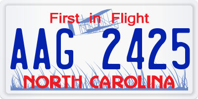 NC license plate AAG2425