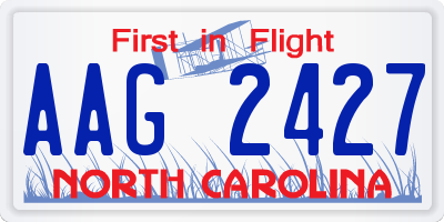 NC license plate AAG2427