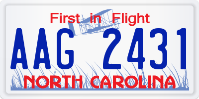 NC license plate AAG2431