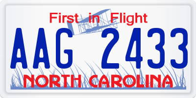 NC license plate AAG2433