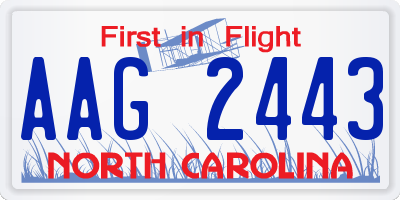 NC license plate AAG2443