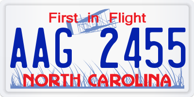 NC license plate AAG2455