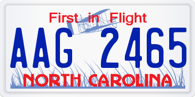 NC license plate AAG2465