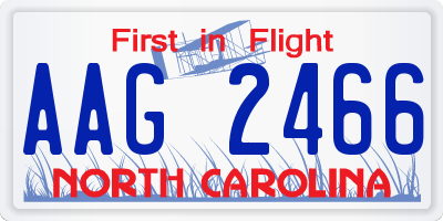 NC license plate AAG2466