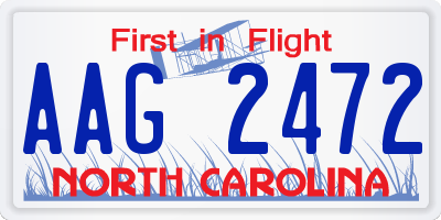 NC license plate AAG2472