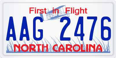 NC license plate AAG2476