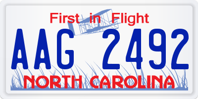 NC license plate AAG2492