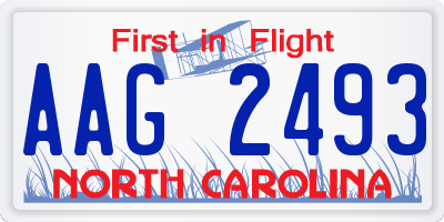 NC license plate AAG2493