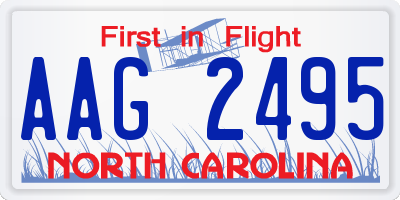 NC license plate AAG2495