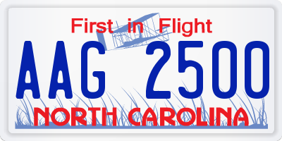 NC license plate AAG2500