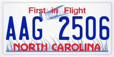 NC license plate AAG2506