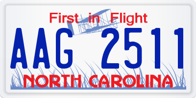 NC license plate AAG2511