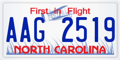 NC license plate AAG2519