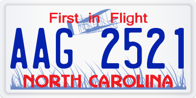 NC license plate AAG2521