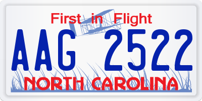 NC license plate AAG2522
